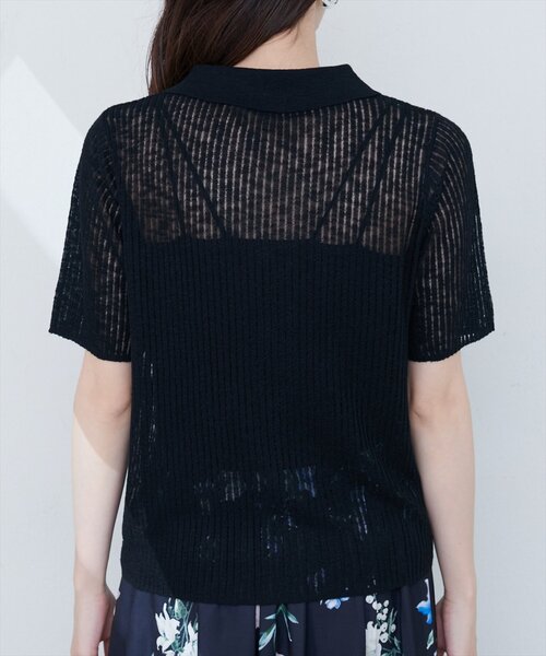 natural couture(ナチュラルクチュール)の「【WEB限定】針抜きリブ衿付きカーディガン(カーディガン/ボレロ・レディース・ブラック/オフホワイト/イエロー/ブルー/ピンク系その他・FREE)」の9枚目の写真