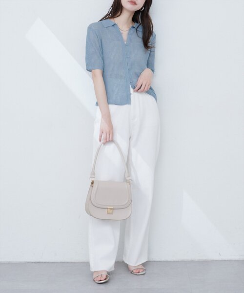 natural couture(ナチュラルクチュール)の「【WEB限定】針抜きリブ衿付きカーディガン(カーディガン/ボレロ・レディース・ブラック/オフホワイト/イエロー/ブルー/ピンク系その他・FREE)」の20枚目の写真