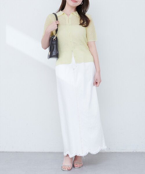 natural couture(ナチュラルクチュール)の「【WEB限定】針抜きリブ衿付きカーディガン(カーディガン/ボレロ・レディース・ブラック/オフホワイト/イエロー/ブルー/ピンク系その他・FREE)」の16枚目の写真