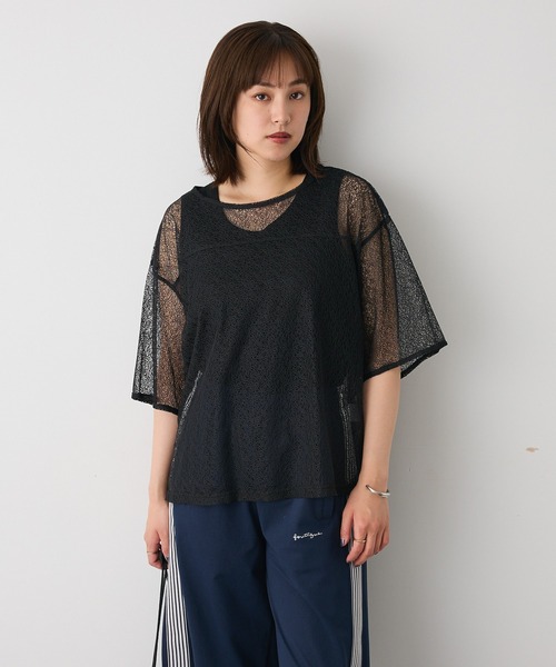 CRAFT STANDARD BOUTIQUE(クラフトスタンダードブティック)の「レースワイドTブラウス◆(シャツ/ブラウス・レディース・ブラック/ホワイト・FREE)」の13枚目の写真