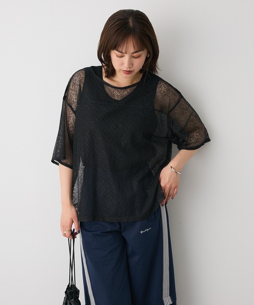 CRAFT STANDARD BOUTIQUE(クラフトスタンダードブティック)の「レースワイドTブラウス◆(シャツ/ブラウス・レディース・ブラック/ホワイト・FREE)」の12枚目の写真