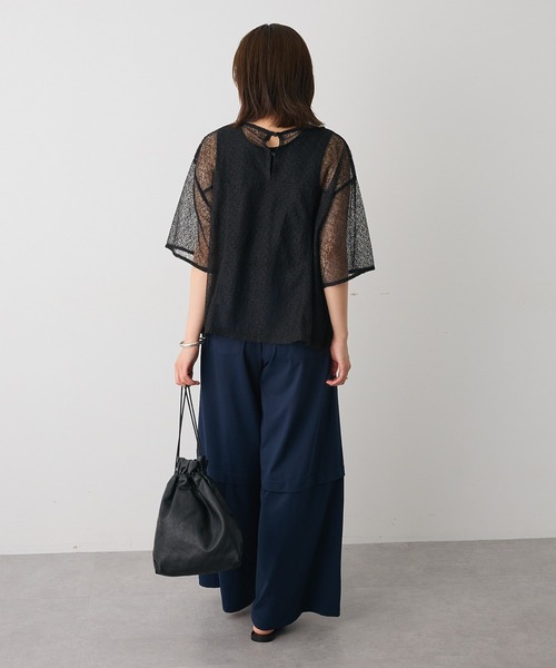 CRAFT STANDARD BOUTIQUE(クラフトスタンダードブティック)の「レースワイドTブラウス◆(シャツ/ブラウス・レディース・ブラック/ホワイト・FREE)」の7枚目の写真