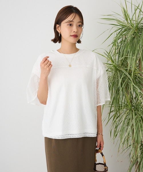 CRAFT STANDARD BOUTIQUE(クラフトスタンダードブティック)の「レースワイドTブラウス◆(シャツ/ブラウス・レディース・ブラック/ホワイト・FREE)」の5枚目の写真