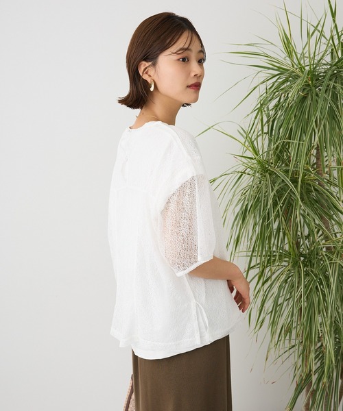 CRAFT STANDARD BOUTIQUE(クラフトスタンダードブティック)の「レースワイドTブラウス◆(シャツ/ブラウス・レディース・ブラック/ホワイト・FREE)」の4枚目の写真