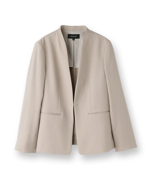 UNTITLED（アンタイトル）の「【通勤スーツ】ライトウェイト カラーレスジャケット（ノーカラージャケット・レディース・ネイビー/チャコールグレー/サンドベージュ/ブラック・50/42/44/46/48/00/01/02/03/04）」の5枚目の写真
