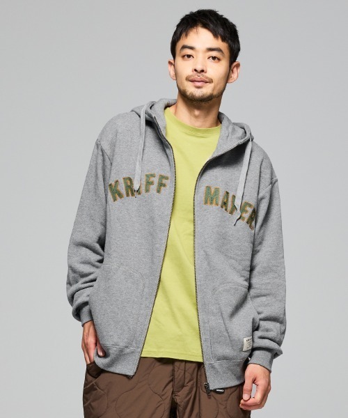 KRIFF MAYER(クリフメイヤー)の「ざっくり裏毛刺繍ジップパーカー(パーカー・メンズ・グレー/イエロー/ナチュラル/カラフル/ブラック・LARGE/X-LARGE/MEDIUM)」の1枚目の写真