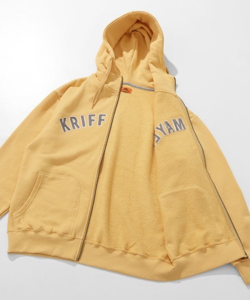 KRIFF MAYER(クリフメイヤー)の「ざっくり裏毛刺繍ジップパーカー(パーカー・メンズ・グレー/イエロー/ナチュラル/カラフル/ブラック・LARGE/X-LARGE/MEDIUM)」の6枚目の写真