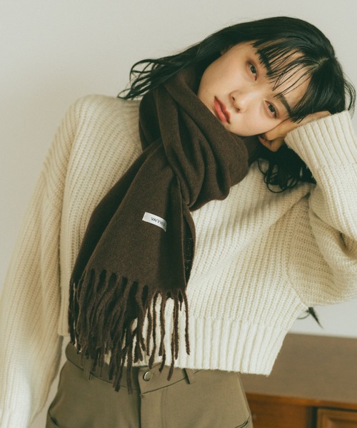 VANNIE U(ヴァニーユー)の「ベーシックフリンジマフラー/ストール(マフラー・レディース・ブルー/アイボリー/ブラウン/ピンク/レッド・FREE)」の2枚目の写真