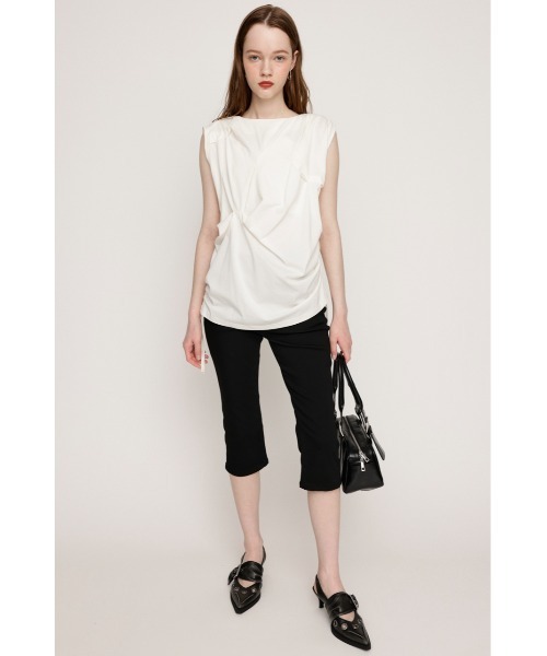 SLY（スライ）の「BOAT NECK TUCK TOPS ボートネック タック トップス 夏服（Tシャツ/カットソー・レディース・ブラック/ライトブラック/ホワイト・FREE）」の14枚目の写真