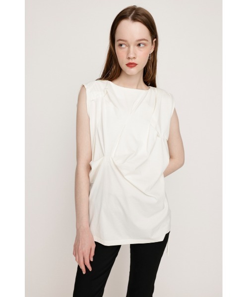 SLY（スライ）の「BOAT NECK TUCK TOPS ボートネック タック トップス 夏服（Tシャツ/カットソー・レディース・ブラック/ライトブラック/ホワイト・FREE）」の15枚目の写真