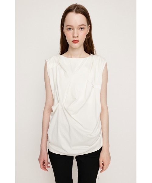 SLY（スライ）の「BOAT NECK TUCK TOPS ボートネック タック トップス 夏服（Tシャツ/カットソー・レディース・ブラック/ライトブラック/ホワイト・FREE）」の6枚目の写真