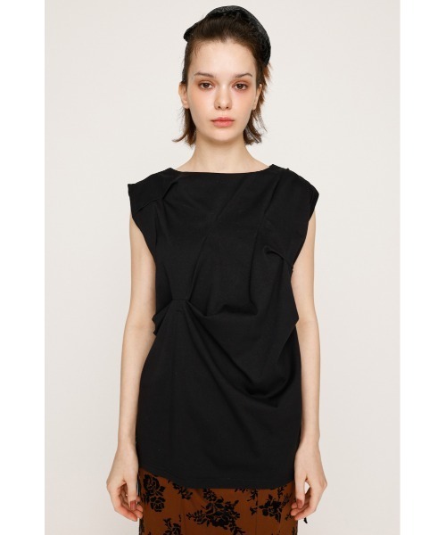 SLY（スライ）の「BOAT NECK TUCK TOPS ボートネック タック トップス 夏服（Tシャツ/カットソー・レディース・ブラック/ライトブラック/ホワイト・FREE）」の9枚目の写真