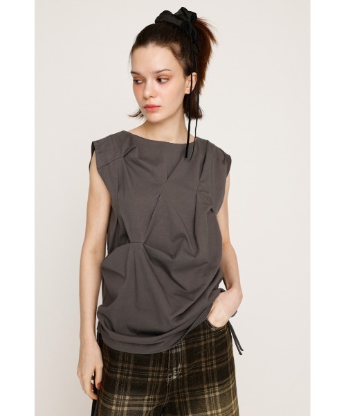 SLY（スライ）の「BOAT NECK TUCK TOPS ボートネック タック トップス 夏服（Tシャツ/カットソー・レディース・ブラック/ライトブラック/ホワイト・FREE）」の11枚目の写真