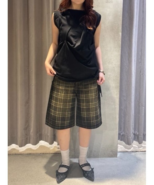 SLY（スライ）の「BOAT NECK TUCK TOPS ボートネック タック トップス 夏服（Tシャツ/カットソー・レディース・ブラック/ライトブラック/ホワイト・FREE）」の18枚目の写真