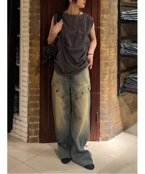 SLY（スライ）の「BOAT NECK TUCK TOPS ボートネック タック トップス 夏服（Tシャツ/カットソー・レディース・ブラック/ライトブラック/ホワイト・FREE）」の20枚目の写真