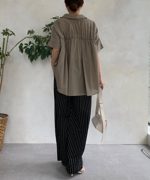 DouDou(ドゥドゥ)の「【WEB限定】 ダブルウエストストライプパンツ(その他パンツ・レディース・ネイビー/ブラック・FREE)」の3枚目の写真