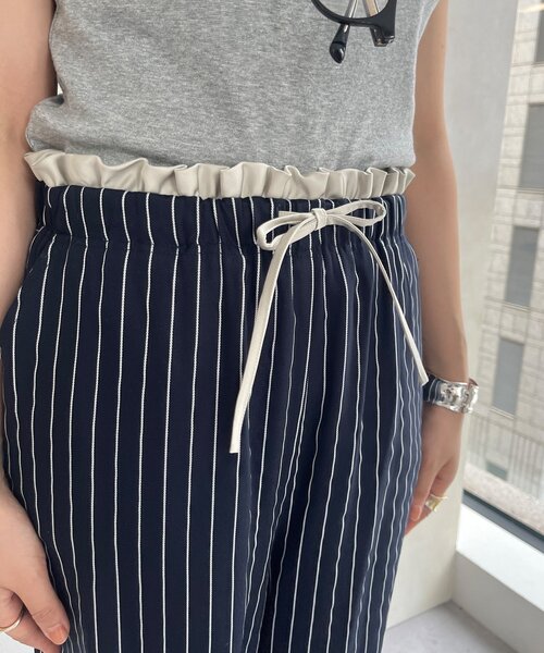 DouDou(ドゥドゥ)の「【WEB限定】 ダブルウエストストライプパンツ(その他パンツ・レディース・ネイビー/ブラック・FREE)」の21枚目の写真