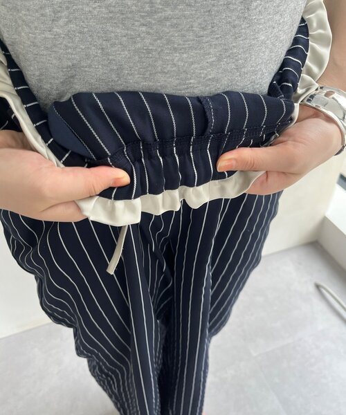 DouDou(ドゥドゥ)の「【WEB限定】 ダブルウエストストライプパンツ(その他パンツ・レディース・ネイビー/ブラック・FREE)」の22枚目の写真