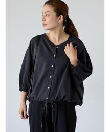 裾ドロスト綿麻ブラウス