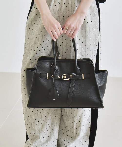 セール】quaranciel: 2way 金具 ベルト スクエア トート バッグ（A4