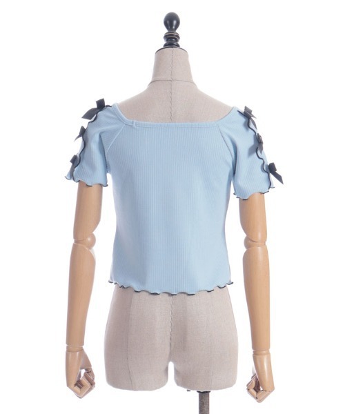 axes femme POETIQUE（アクシーズファムポエティック）の「メローリボンカットプルオーバー（Tシャツ/カットソー・レディース・キナリ/サックスブルー/ブラック・MEDIUM）」の21枚目の写真