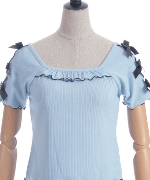 axes femme POETIQUE（アクシーズファムポエティック）の「メローリボンカットプルオーバー（Tシャツ/カットソー・レディース・キナリ/サックスブルー/ブラック・MEDIUM）」の22枚目の写真