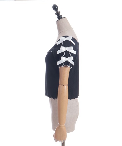 axes femme POETIQUE（アクシーズファムポエティック）の「メローリボンカットプルオーバー（Tシャツ/カットソー・レディース・キナリ/サックスブルー/ブラック・MEDIUM）」の8枚目の写真