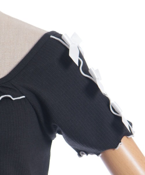 axes femme POETIQUE（アクシーズファムポエティック）の「メローリボンカットプルオーバー（Tシャツ/カットソー・レディース・キナリ/サックスブルー/ブラック・MEDIUM）」の14枚目の写真