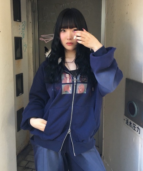 「25quee」カコウプリントZIPパーカー JEANASIS パーカー 「25quee」カコウプリントZIPパーカー/580779