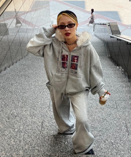 25quee】カコウプリントZIPパーカー/580779（パーカー）｜JEANASIS