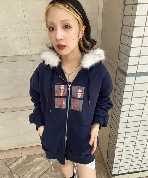 「25quee」カコウプリントZIPパーカー JEANASIS パーカー 「25quee」カコウプリントZIPパーカー/580779