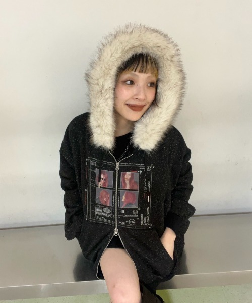 25quee】カコウプリントZIPパーカー/580779（パーカー）｜JEANASIS