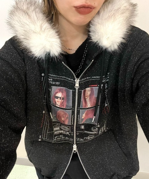 25quee】カコウプリントZIPパーカー/580779（パーカー）｜JEANASIS