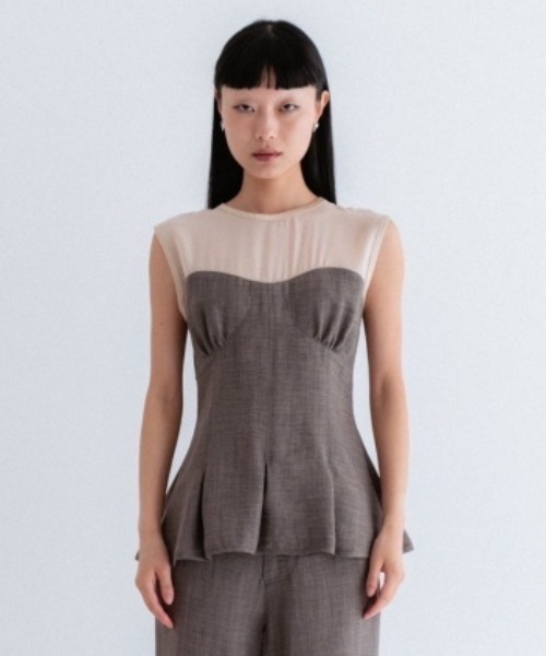HONEY MI HONEY（ハニーミーハニー）の「flannel corset tops（シャツ/ブラウス・レディース・ベージュ/グレー/ブラック・FREE）」の2枚目の写真