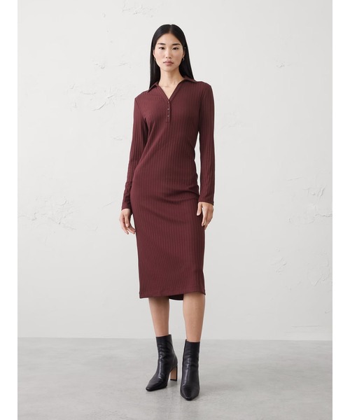 BANANA REPUBLIC FACTORY STORE(バナナリパブリック ファクトリーストア)の「BANANA REPUBLIC FACTORY STORE ワイドリブニット ミディワンピース(ワンピース・レディース・ベージュ/レッド系その他・L/M/S/XS)」の2枚目の写真