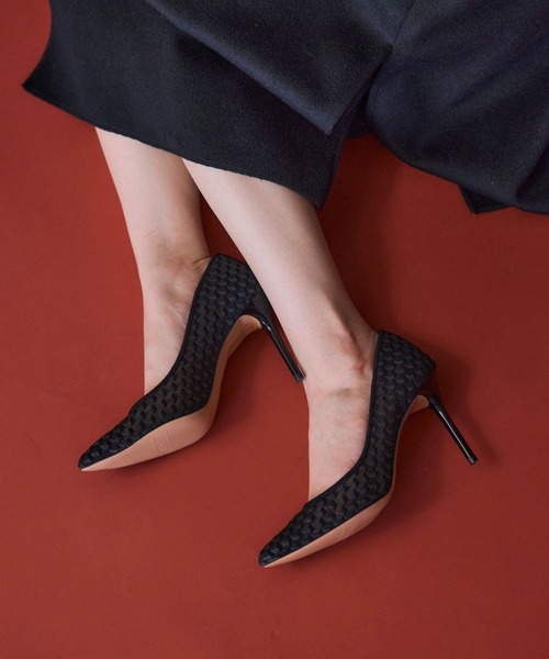 SEVEN TWELVE THIRTY(セヴントゥエルヴサーティー)の「スティレットヒール 柄チュールパンプス(パンプス・レディース・ブラック/グレイッシュベージュ/グリーン・22cm/22.5cm/23cm/23.5cm/24cm/24.5cm)」の1枚目の写真
