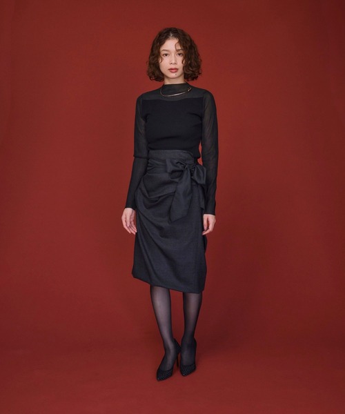 SEVEN TWELVE THIRTY(セヴントゥエルヴサーティー)の「スティレットヒール 柄チュールパンプス(パンプス・レディース・ブラック/グレイッシュベージュ/グリーン・22cm/22.5cm/23cm/23.5cm/24cm/24.5cm)」の5枚目の写真