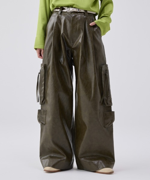 Vintage like military cargo pants ( fake leather )/ヴィンテージ
