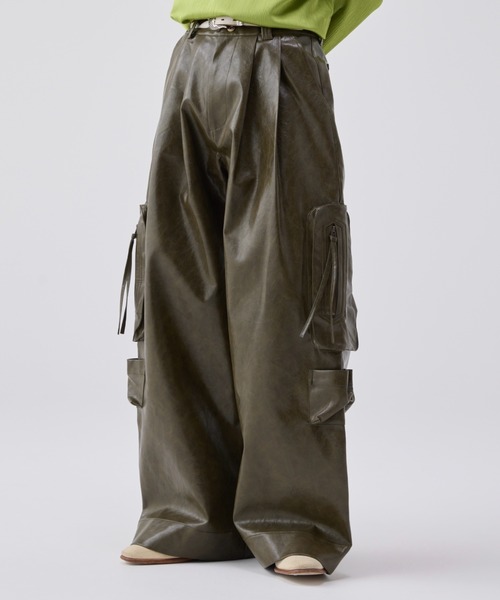 Vintage like military cargo pants ( fake leather )/ヴィンテージ