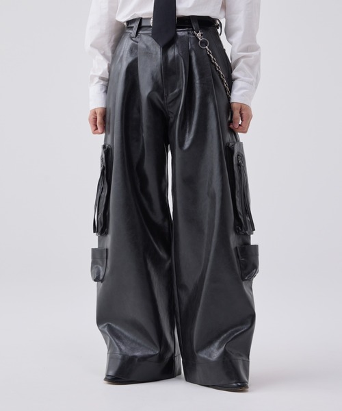 Vintage like military cargo pants ( fake leather )/ヴィンテージ