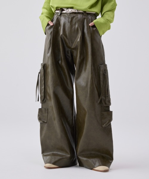Vintage like military cargo pants ( fake leather )/ヴィンテージ