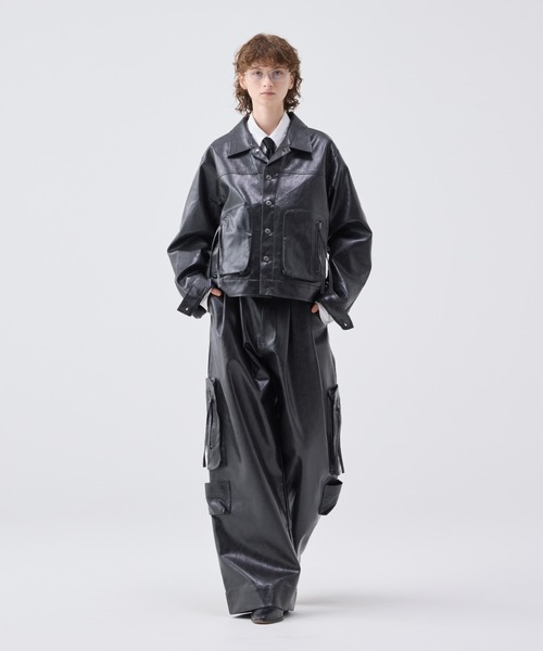 soerte(ソエルテ)の「Vintage like military cargo pants ( fake leather )/ヴィンテージライクミリタリーカーゴパンツ(合成皮革)(カーゴパンツ・メンズ・ブラック/カーキ・1/3/2)」の7枚目の写真