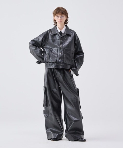 Vintage like military cargo pants ( fake leather )/ヴィンテージ