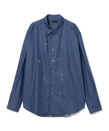 デニム ランダムボタン レギュラーカラー シャツ