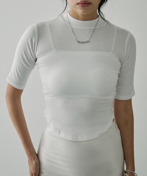 NUJOH(ヌゾ)の「Shear Summer Turtleneck / シアー サマー タートルネック(Tシャツ/カットソー・レディース・ホワイト/ブラック・FREE)」の3枚目の写真