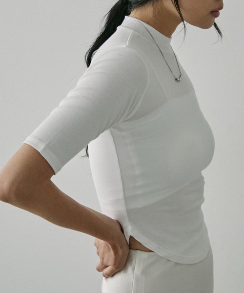 NUJOH(ヌゾ)の「Shear Summer Turtleneck / シアー サマー タートルネック(Tシャツ/カットソー・レディース・ホワイト/ブラック・FREE)」の21枚目の写真