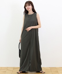 シワ加工バックスリットサロペット