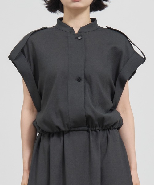 ブラウス シャツ 「THE TOKYO/ザトウキョウ」Stand Collar Weist Gather Blouse/スタンドカラーウエストギャザー THE TOKYO/ザトウキョウ】Stand Collar Weist Gather Blouse