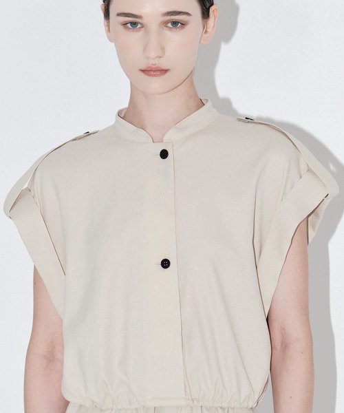 THE TOKYO(ザトウキョウ)の「【THE TOKYO/ザトウキョウ】Stand Collar Weist Gather Blouse/スタンドカラーウエストギャザーブラウス/SET UP(セットアップ)(シャツ/ブラウス・レディース・ライトベージュ/チャコールグレー・FREE)」の12枚目の写真