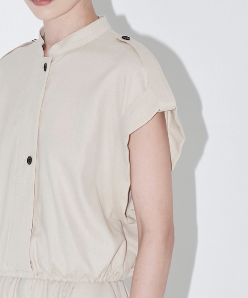 THE TOKYO(ザトウキョウ)の「【THE TOKYO/ザトウキョウ】Stand Collar Weist Gather Blouse/スタンドカラーウエストギャザーブラウス/SET UP(セットアップ)(シャツ/ブラウス・レディース・ライトベージュ/チャコールグレー・FREE)」の13枚目の写真